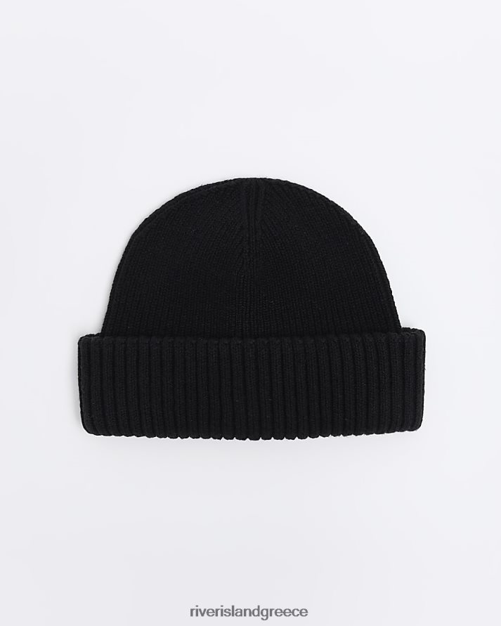River Island αξεσουάρ μαύρος άνδρες πλεκτό docker beanie B6N8X2873