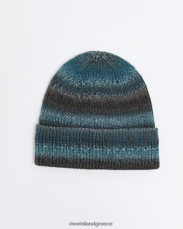 River Island αξεσουάρ μπλε άνδρες ombre ριγέ καπέλο beanie B6N8X5475