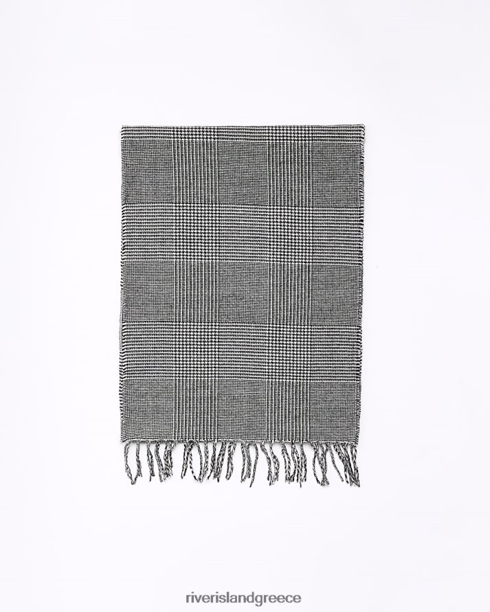 River Island αξεσουάρ μαύρος άνδρες τσεκ κασκόλ B6N8X2748