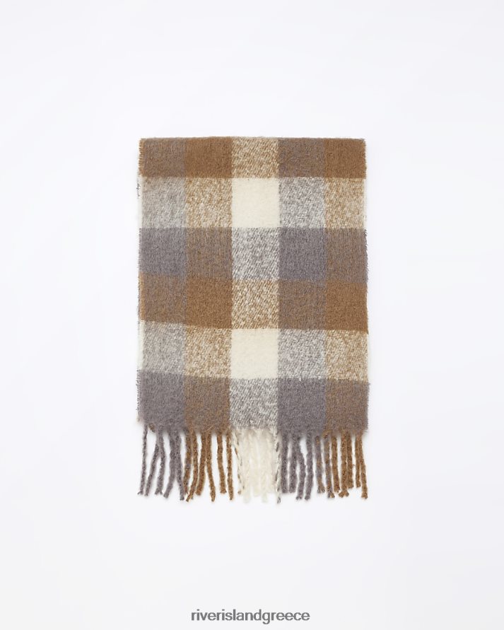 River Island αξεσουάρ μπεζ άνδρες τσέκα μεγάλου μεγέθους κασκόλ B6N8X2763