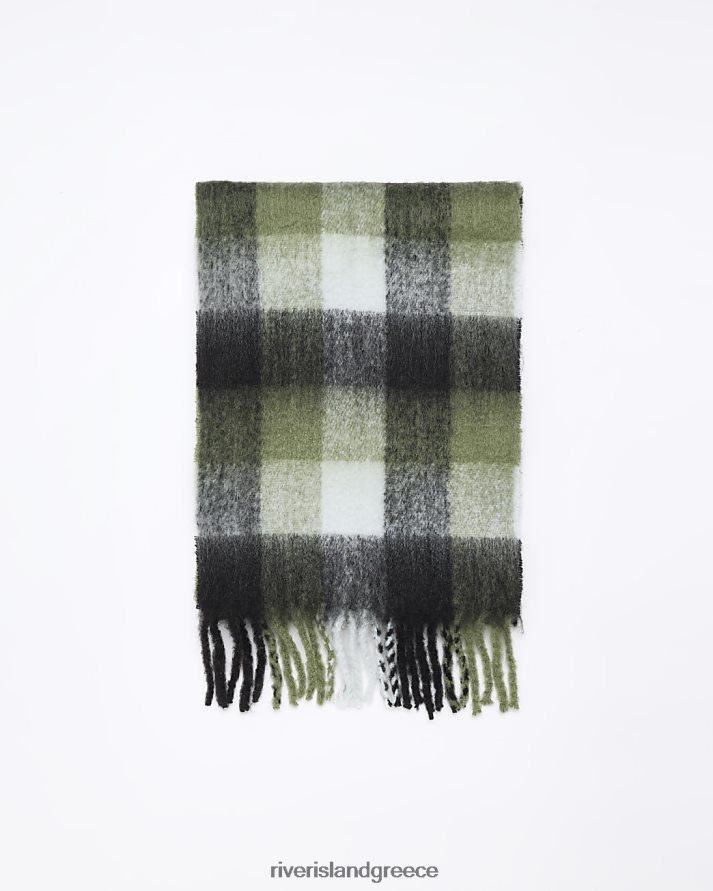 River Island αξεσουάρ πράσινος άνδρες τσέκα μεγάλου μεγέθους κασκόλ B6N8X2764