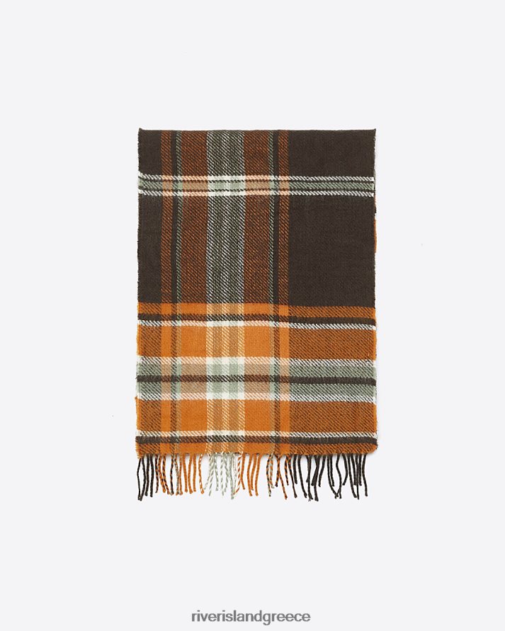 River Island αξεσουάρ πορτοκάλι άνδρες τσεκ κασκόλ B6N8X5590