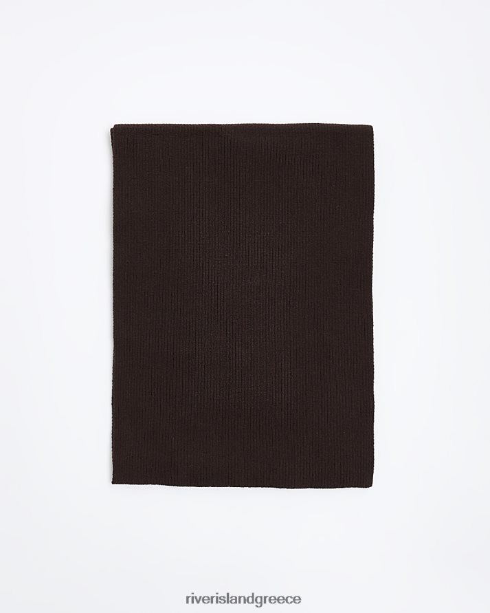 River Island αξεσουάρ σκούρο καφέ άνδρες πλεκτό κασκόλ B6N8X5600