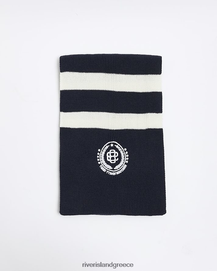 River Island αξεσουάρ ΠΟΛΕΜΙΚΟ ΝΑΥΤΙΚΟ άνδρες ριγέ κεντημένο κασκόλ B6N8X5623