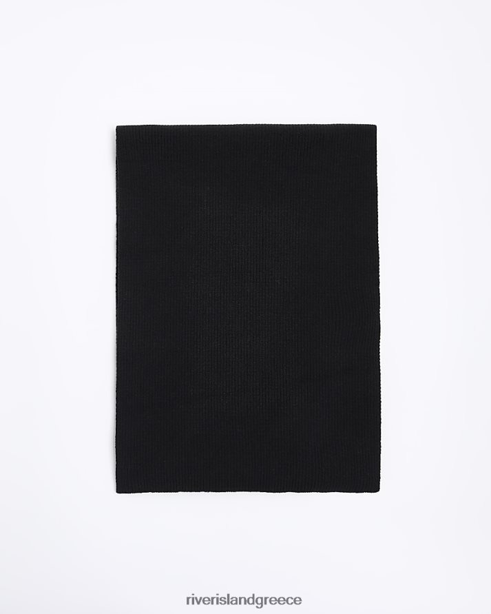River Island αξεσουάρ μαύρος άνδρες πλεκτό κασκόλ B6N8X5670