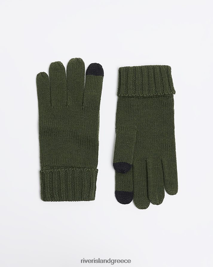 River Island αξεσουάρ πράσινος άνδρες πλεκτά γάντια B6N8X2571