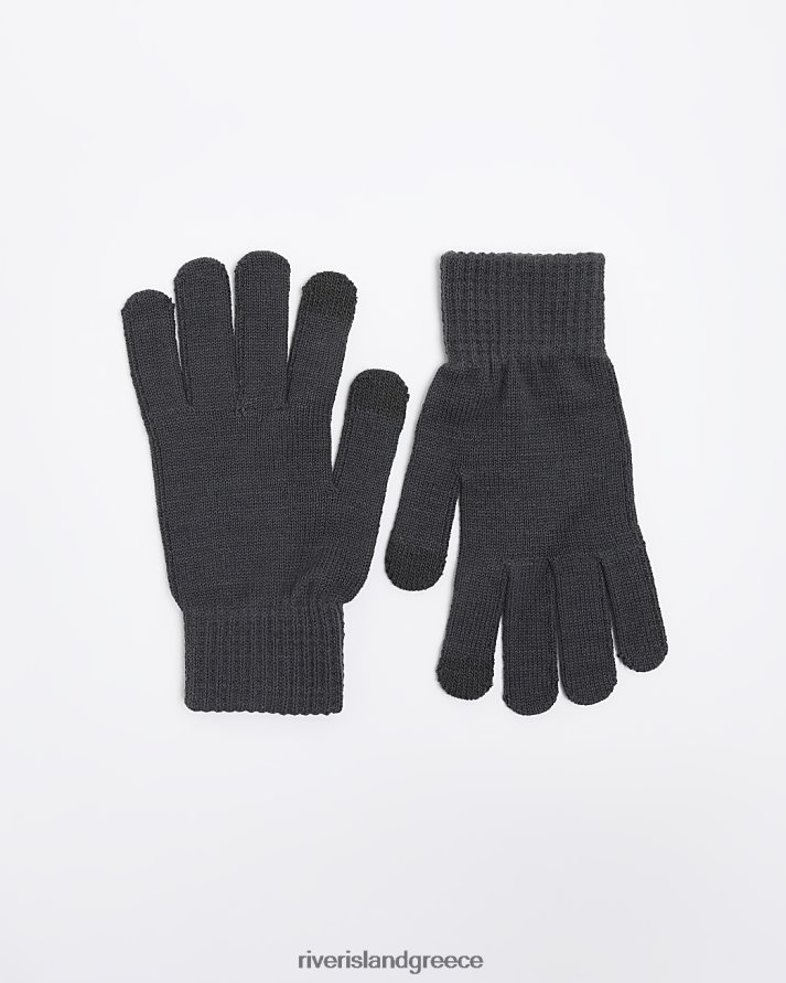 River Island αξεσουάρ γκρί άνδρες πλεκτά γάντια B6N8X2747