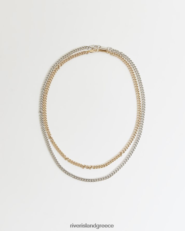 River Island αξεσουάρ χρυσός άνδρες έγχρωμο πολυσυσκευασία κολιέ 2 αλυσίδων B6N8X5754