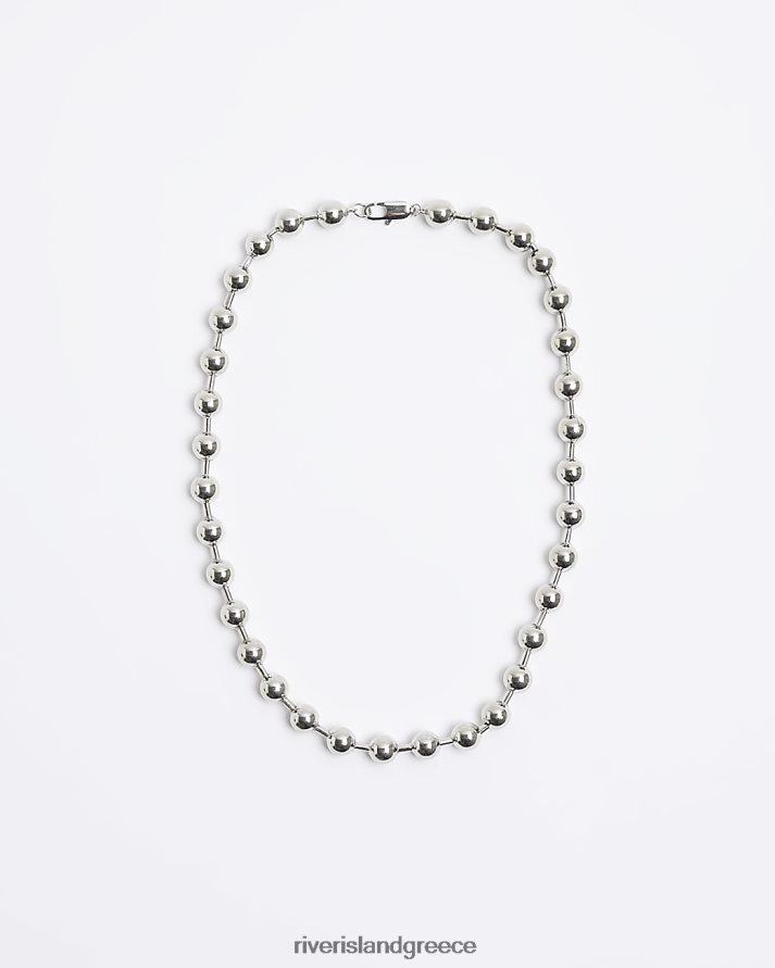 River Island αξεσουάρ ασήμι άνδρες έγχρωμο κολιέ μπάλα B6N8X5546