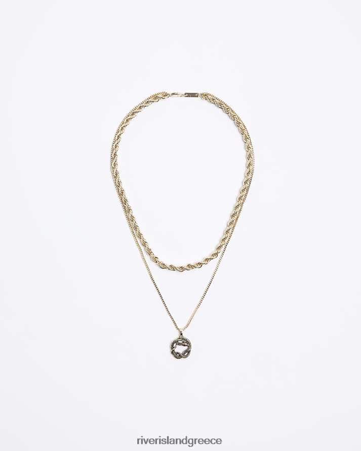 River Island αξεσουάρ χρυσός άνδρες κολιέ πολύχρωμο φίδι B6N8X5556