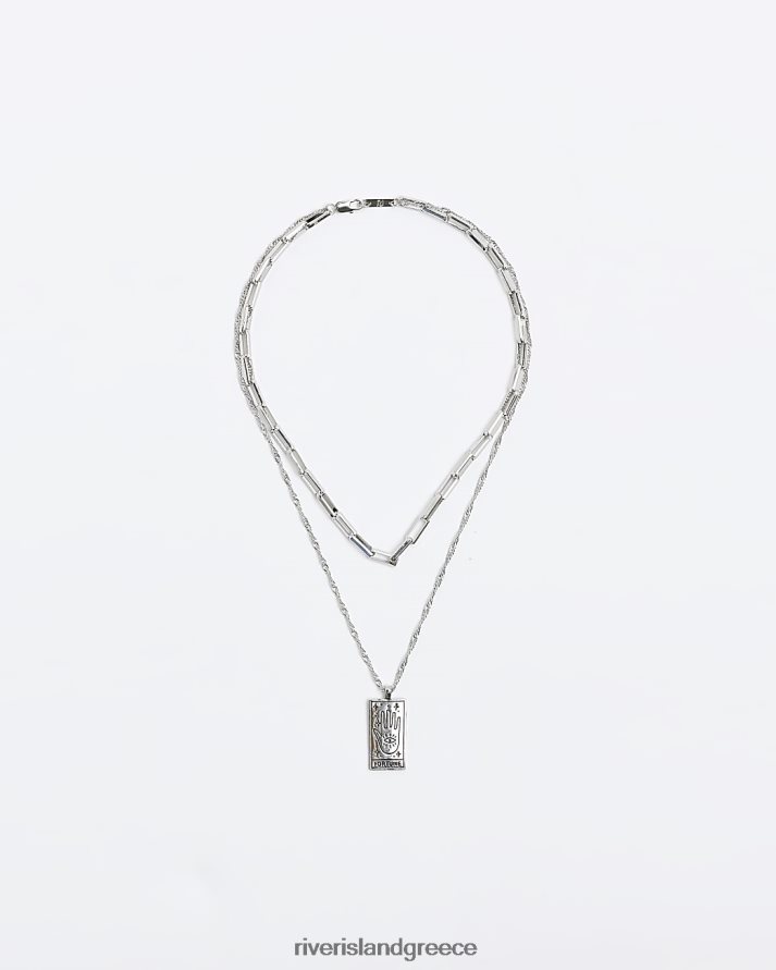 River Island αξεσουάρ ασήμι άνδρες χρωματιστό κολιέ πολλαπλών σειρών χειρός B6N8X5697