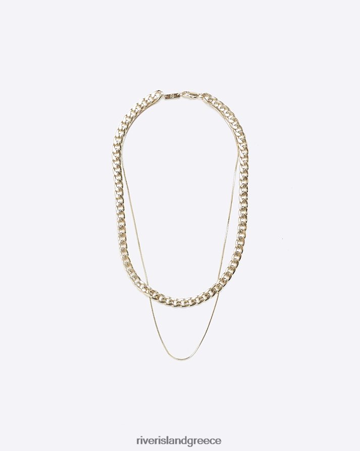 River Island αξεσουάρ χρυσός άνδρες κολιέ πολλαπλών σειρών με κρίκο αλυσίδας χρώματος B6N8X5699