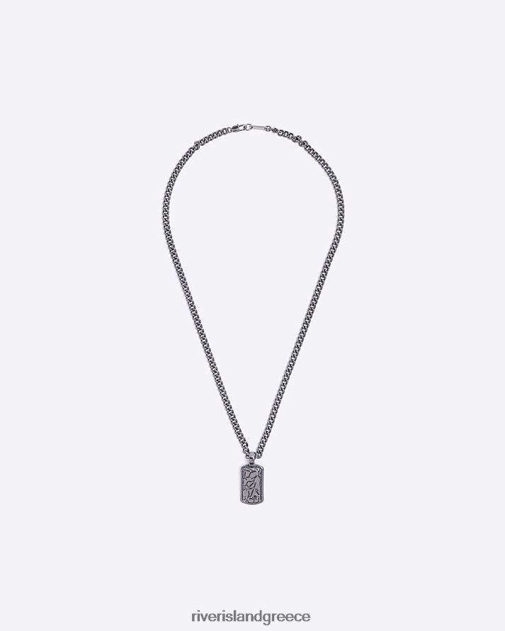 River Island αξεσουάρ ασήμι άνδρες κολιέ με ετικέτα χρώματος B6N8X5858