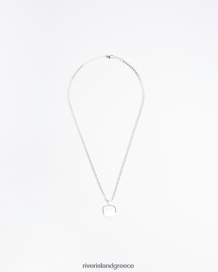 River Island αξεσουάρ ασήμι άνδρες χρώμα τετράγωνο κολιέ B6N8X5860