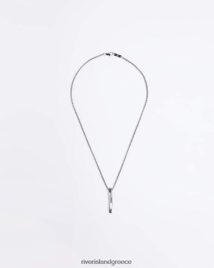 River Island αξεσουάρ ασήμι άνδρες κολιέ με στριφτή μπάρα χρώματος B6N8X5870