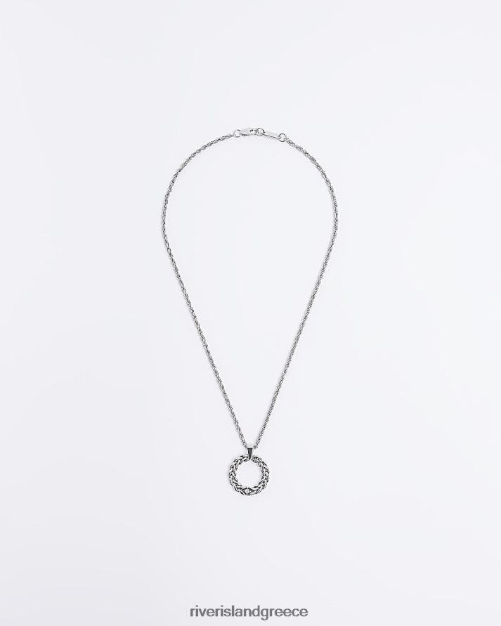 River Island αξεσουάρ ασήμι άνδρες κολιέ με στριφτό δαχτυλίδι B6N8X5885
