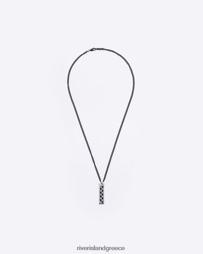 River Island αξεσουάρ μαύρος άνδρες κολιέ με κρεμαστό κόσμημα B6N8X5889