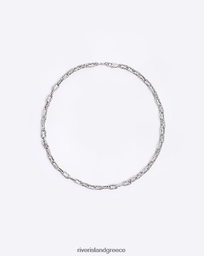 River Island αξεσουάρ ασήμι άνδρες Χρώμα οβάλ κολιέ με αλυσίδα B6N8X5890