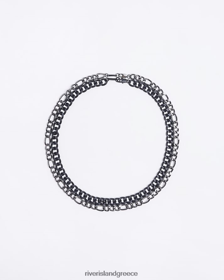 River Island αξεσουάρ ασήμι άνδρες χρωματιστό κολιέ πολλαπλών σειρών B6N8X5893
