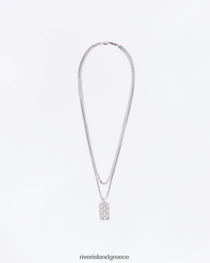 River Island αξεσουάρ ασήμι άνδρες κολιέ με λεπτομέρεια από διαμάντι B6N8X5899