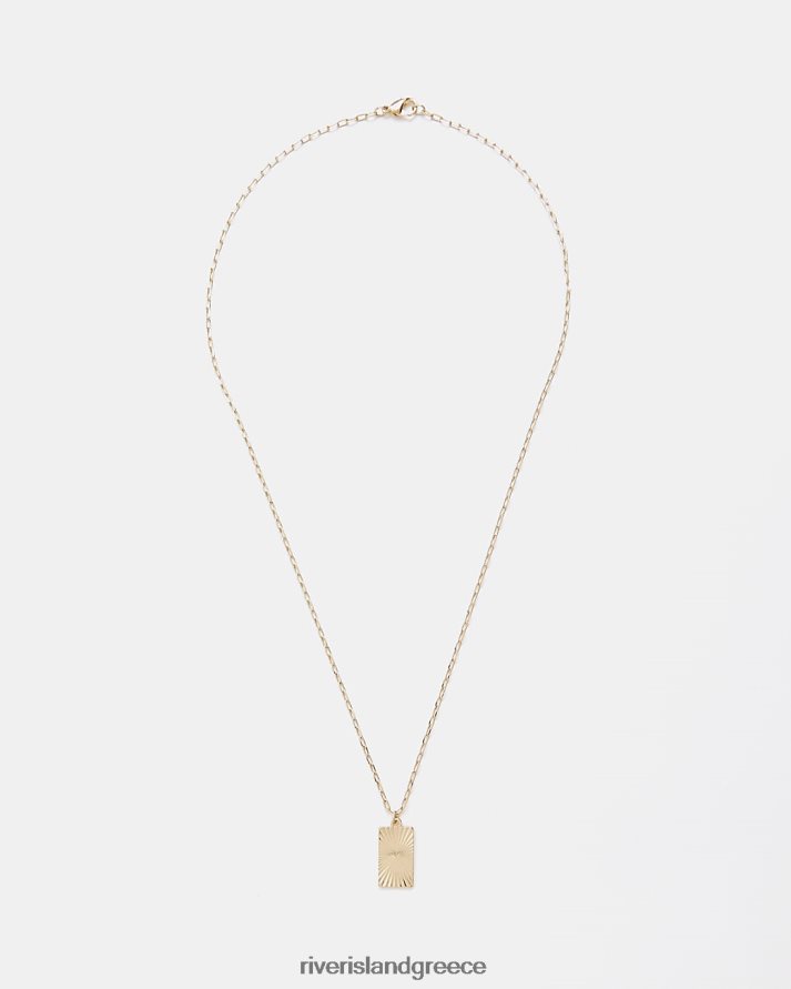 River Island αξεσουάρ χρυσός άνδρες κολιέ με υφή ετικέτας B6N8X5908