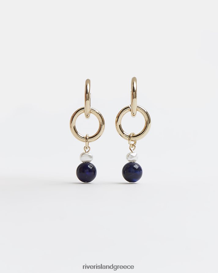 River Island αξεσουάρ χρυσός άνδρες χρωματιστά σκουλαρίκια κρίκοι με χάντρες B6N8X5959