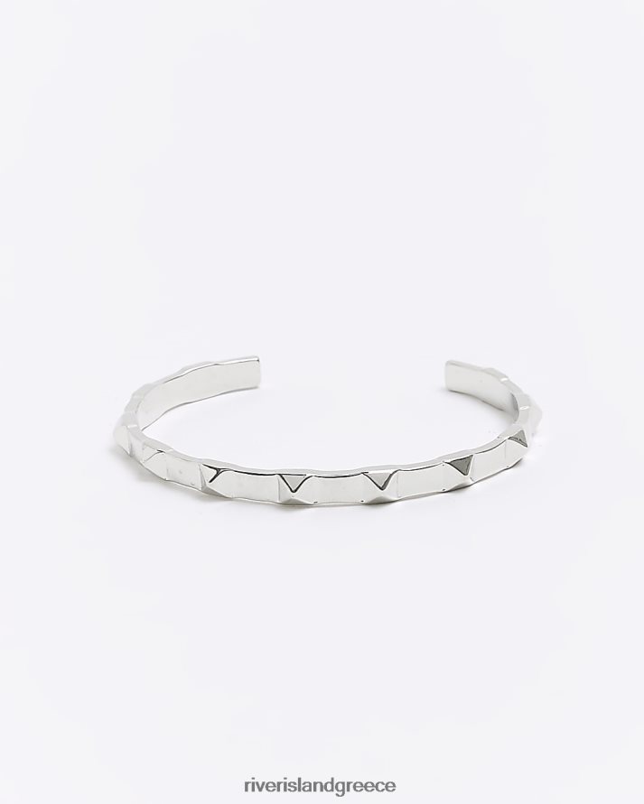 River Island αξεσουάρ ασήμι άνδρες βραχιόλι με μανσέτα με ακίδα χρώματος B6N8X5454