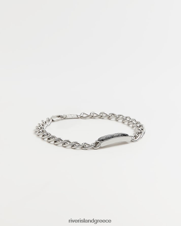 River Island αξεσουάρ μαύρος άνδρες βραχιόλι με λεπτομέρεια από πέτρα B6N8X5884