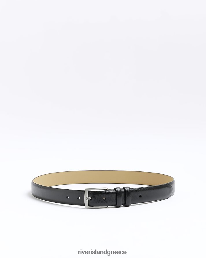 River Island αξεσουάρ μαύρος άνδρες δερμάτινη ζώνη κοστουμιού B6N8X2939