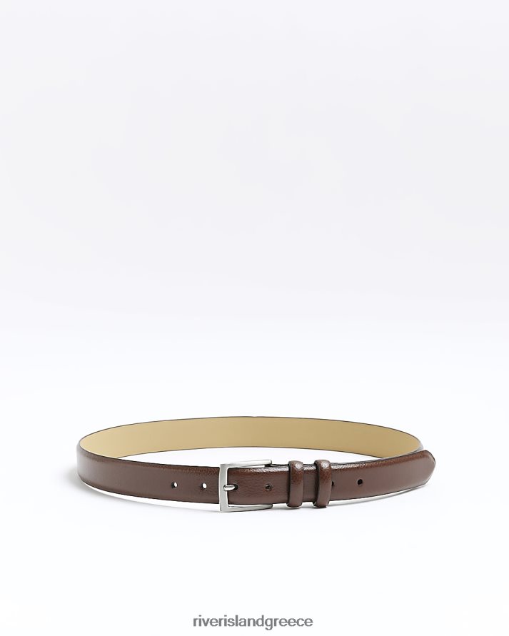 River Island αξεσουάρ καφέ άνδρες δερμάτινη ζώνη κοστουμιού B6N8X2940