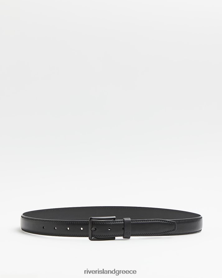 River Island αξεσουάρ μαύρος άνδρες έξυπνη ζώνη από συνθετικό δέρμα B6N8X3125