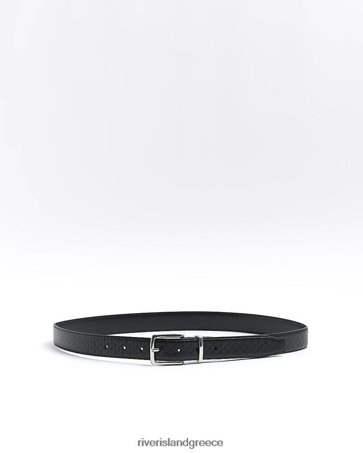 River Island αξεσουάρ μαύρος άνδρες πόρπη ανάγλυφη ζώνη B6N8X5788