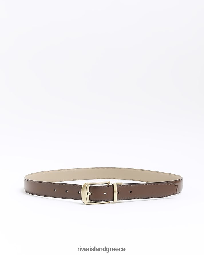 River Island αξεσουάρ καφέ άνδρες ζώνη πόρπης B6N8X5792