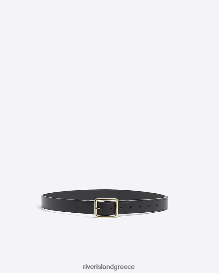 River Island αξεσουάρ μαύρος άνδρες ζώνη με τετράγωνη πόρπη B6N8X5867