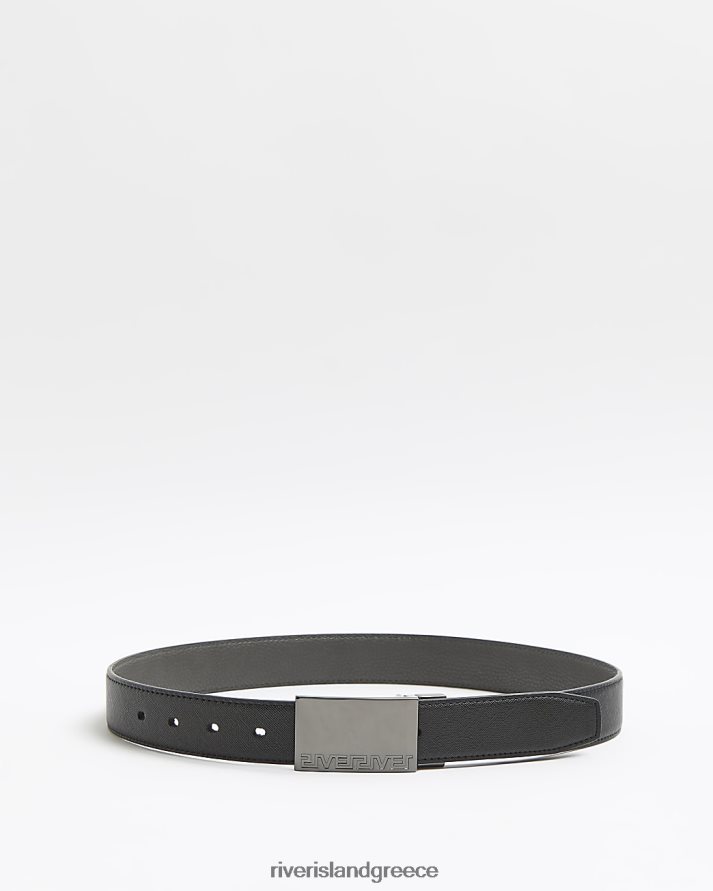 River Island αξεσουάρ μαύρος άνδρες ζώνη πόρπης πλάκας B6N8X5957
