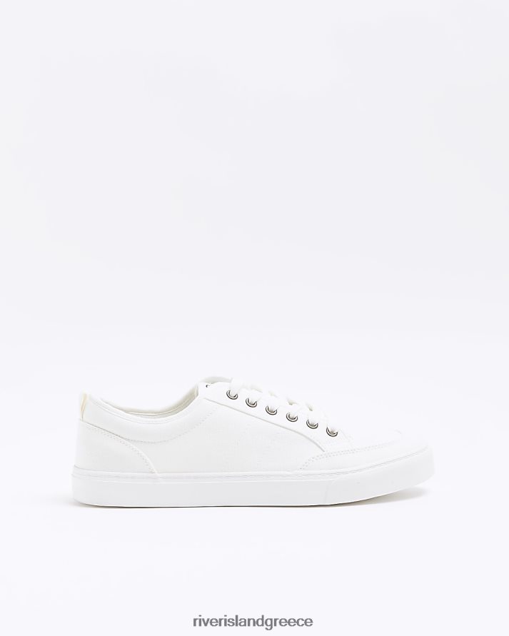 River Island είδη υπόδησης άσπρο άνδρες γυμναστήρια με κορδόνια από καμβά B6N8X2828