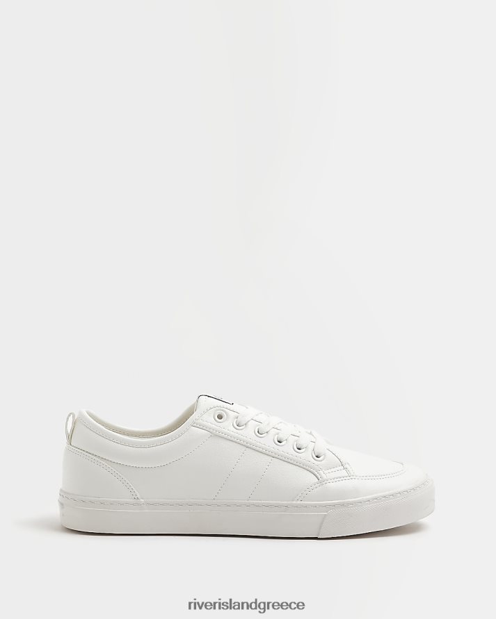 River Island είδη υπόδησης άσπρο άνδρες γυμναστήρια με κορδόνια από ψεύτικο δέρμα B6N8X5917