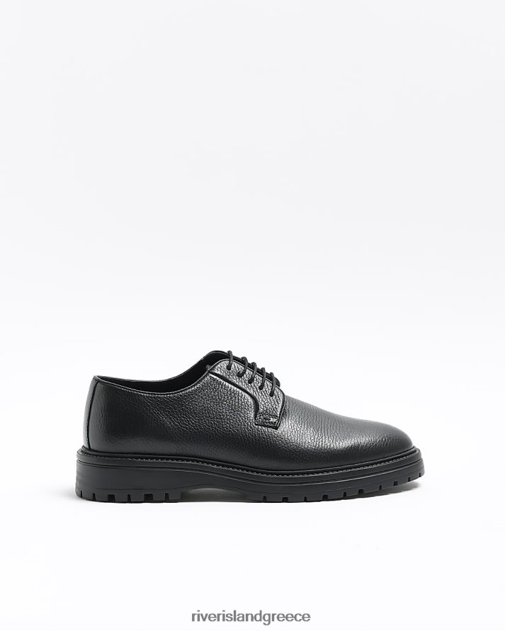 River Island είδη υπόδησης μαύρος άνδρες δερμάτινα χοντρά παπούτσια ντέρμπι B6N8X5575