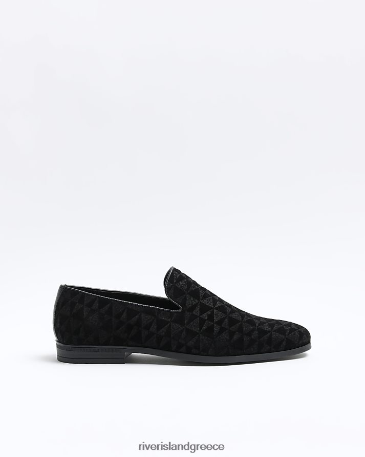 River Island είδη υπόδησης μαύρος άνδρες βελούδινα loafers B6N8X2639