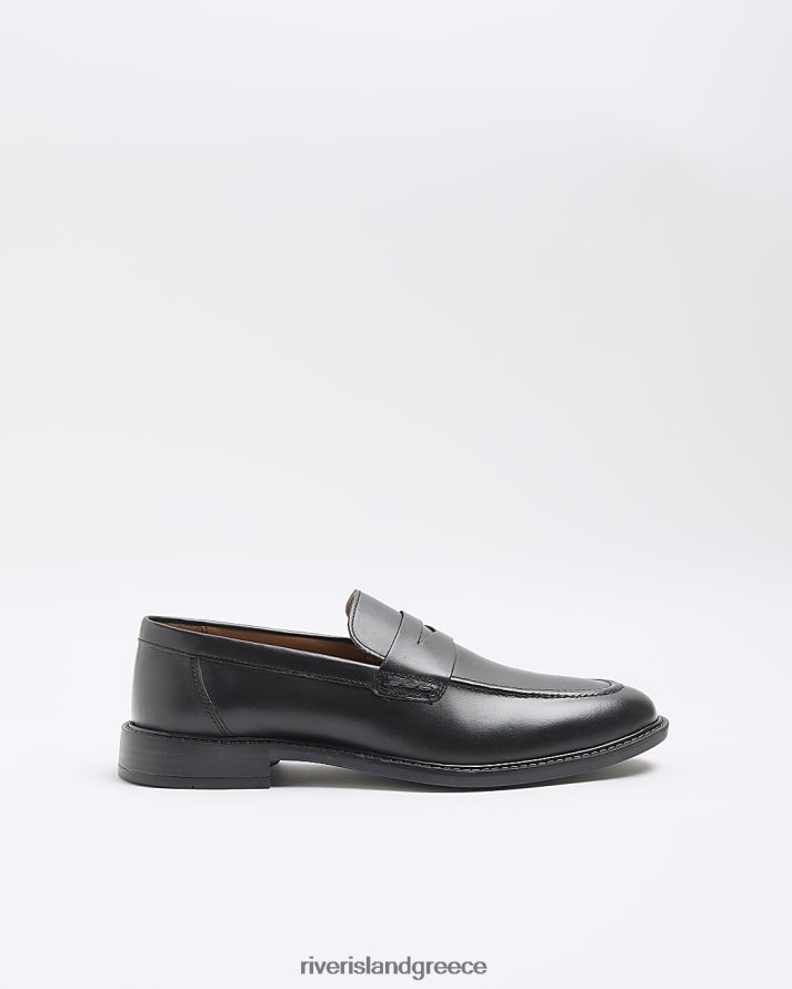 River Island είδη υπόδησης μαύρος άνδρες δερμάτινα loafers penny B6N8X2830