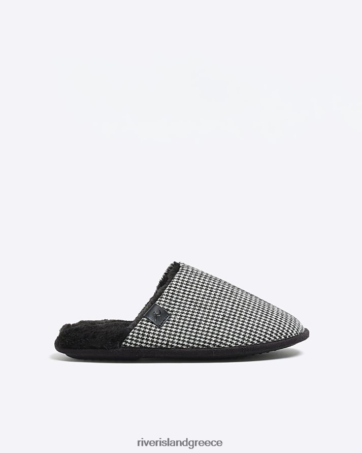 River Island είδη υπόδησης μαύρος άνδρες παντόφλες σκυλόδοντων B6N8X5505