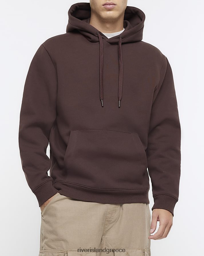 River Island ενδύματα καφέ άνδρες κανονική εφαρμογή με κουκούλα B6N8X2369