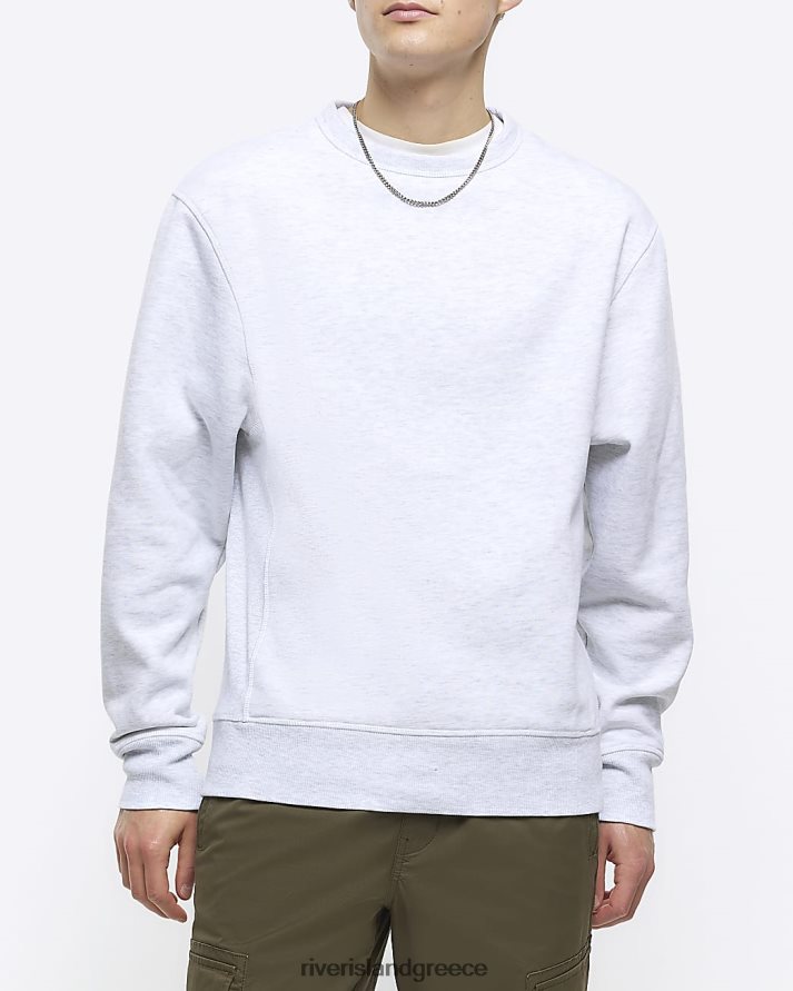 River Island ενδύματα γκρί άνδρες απλό φούτερ με κανονική εφαρμογή B6N8X2539