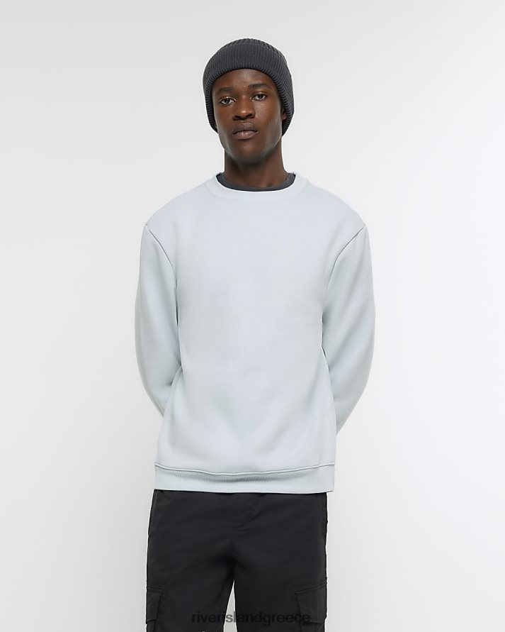 River Island ενδύματα γαλάζιο άνδρες μακρυμάνικο φούτερ με κανονική εφαρμογή B6N8X2922