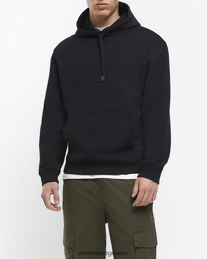 River Island ενδύματα μαύρος άνδρες μονόχρωμη κουκούλα B6N8X2944