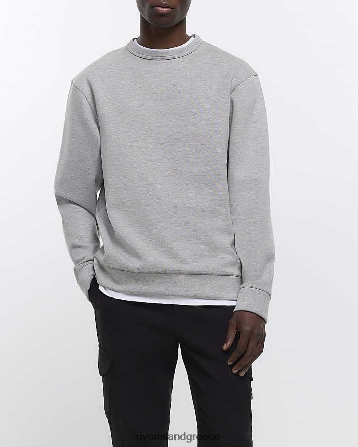 River Island ενδύματα γκρί άνδρες Έξυπνο φούτερ από νεοπρέν σε κανονική εφαρμογή B6N8X3058