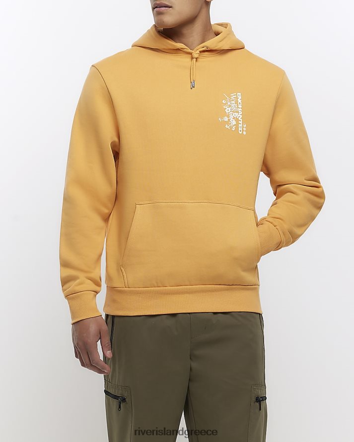 River Island ενδύματα πορτοκάλι άνδρες Ιαπωνική γραφική κουκούλα με κανονική εφαρμογή B6N8X5809