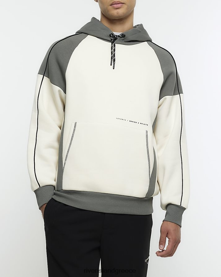 River Island ενδύματα εκρού άνδρες κανονική εφαρμογή color block hoodie B6N8X5564
