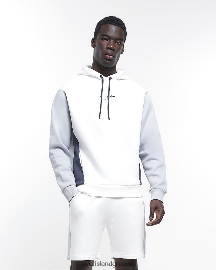 River Island ενδύματα άσπρο άνδρες κανονική εφαρμογή color block hoodie B6N8X5844