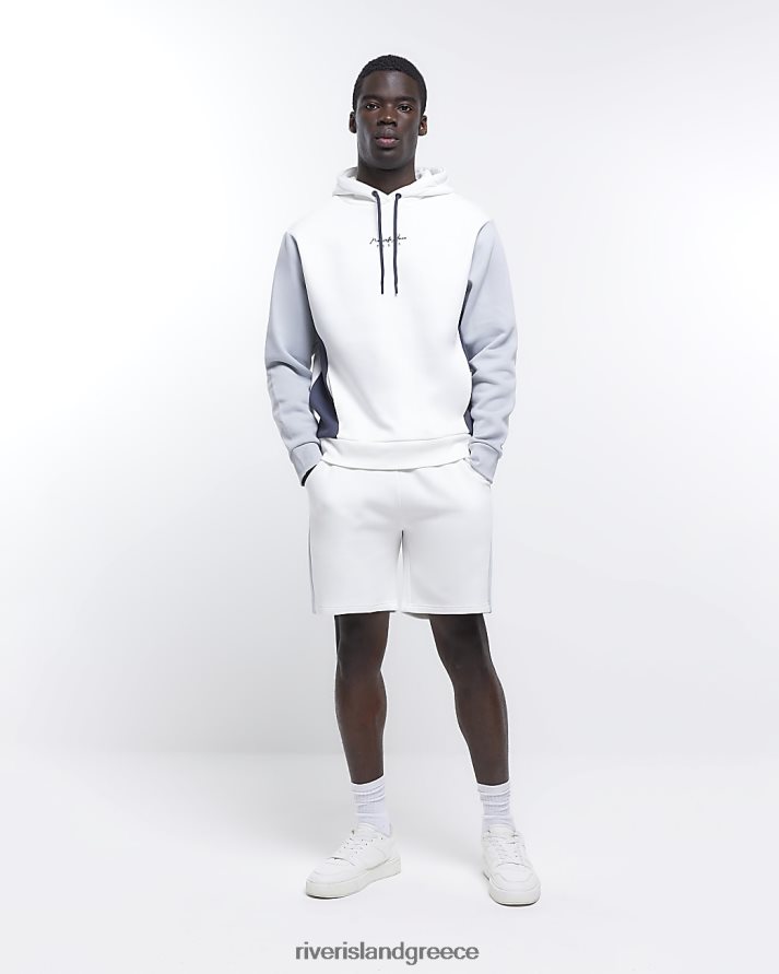 River Island ενδύματα άσπρο άνδρες κανονική εφαρμογή color block hoodie B6N8X5844